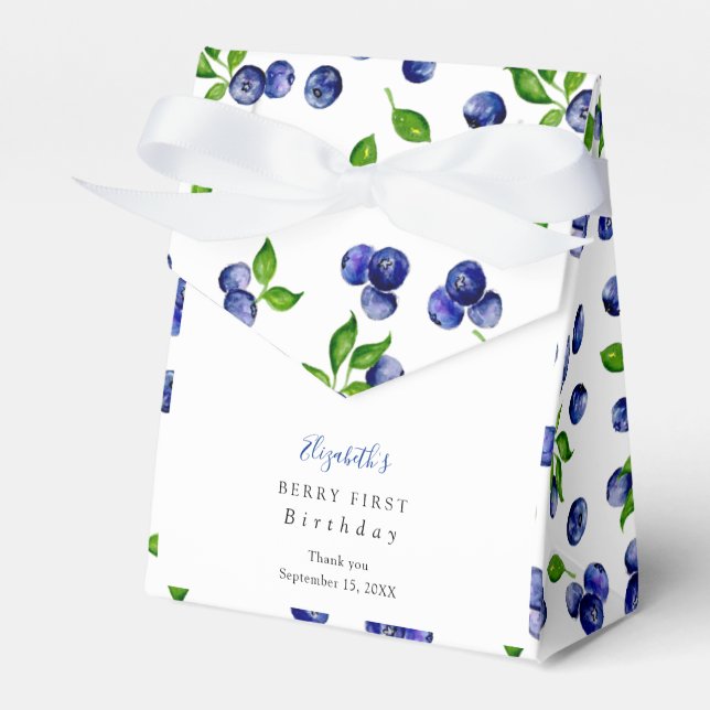 Caja Para Regalos Berry First Birday Watercolor Blueberry Cute (Front Side)