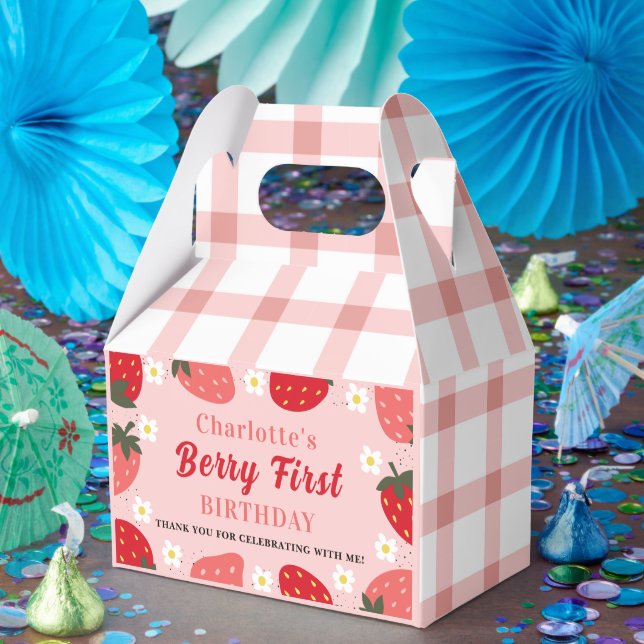 Caja Para Regalos Berry First Birthday Party Invitación Strawberry F (Fiesta)
