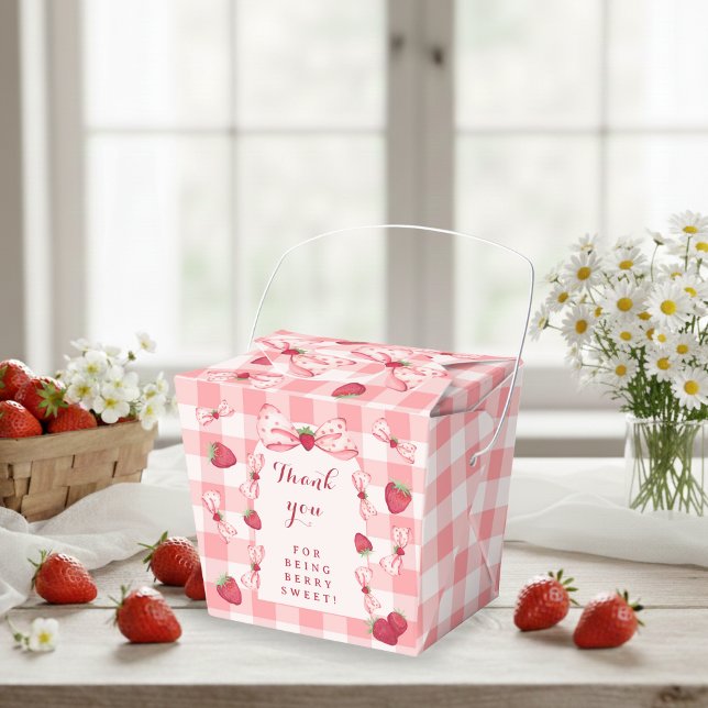 Caja Para Regalos Berry First Birthday Red Gingham Bows Square (Berry First Birthday Red Gingham Bows Square Favor Boxes - Take Out 3x2.75x3.75)