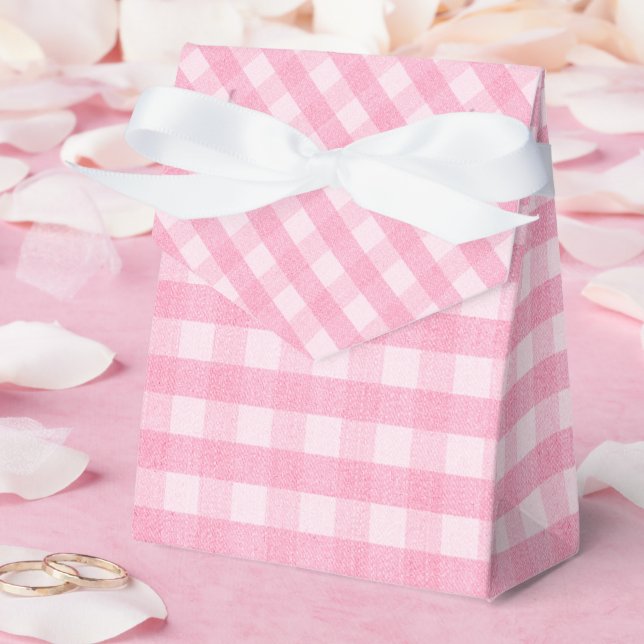 Caja Para Regalos Berry Sweet Pink Gingham Baby Shower FavBox (Boda)