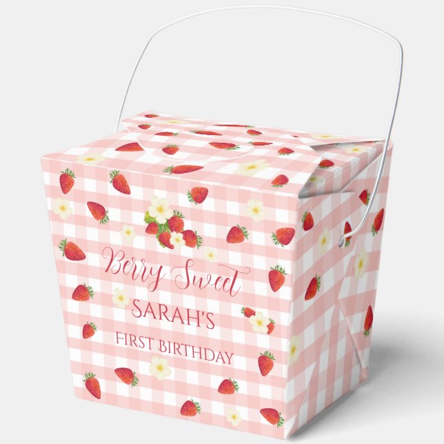 Caja Para Regalos Berry Sweet Strawberry 1st Birthday Party Gift  (Anverso)