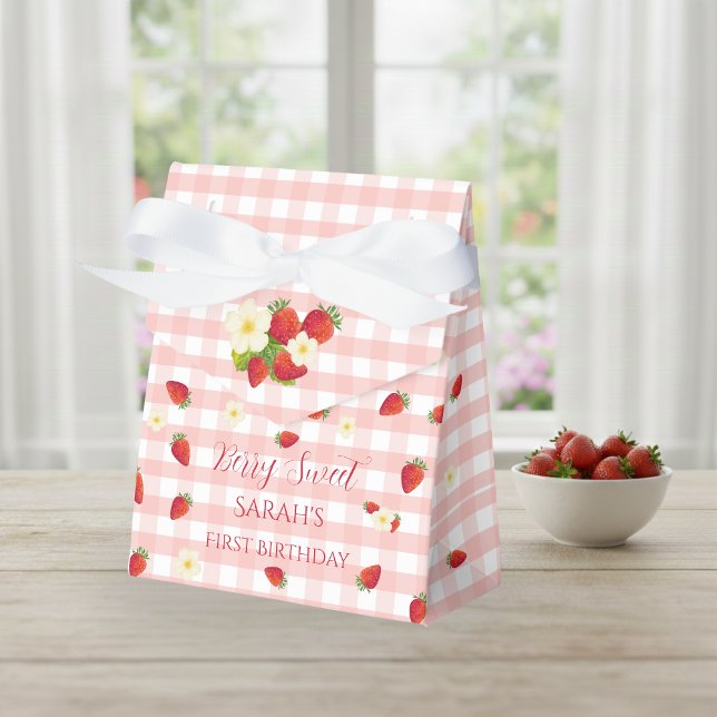 Caja Para Regalos Berry Sweet Strawberry 1st Birthday Party Gift  (Berry Sweet Strawberry 1st Birthday Party Gift Favor Boxes)