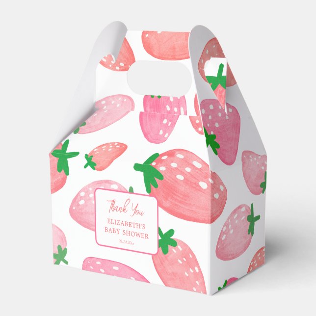 Caja Para Regalos Berry Sweet Strawberry Baby Shower Gracias (Front Side)