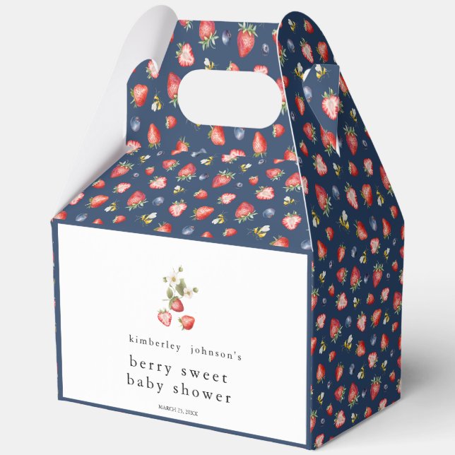 Caja Para Regalos Berry Sweet Strawberry Chica Baby Shower Favor Box (Anverso)
