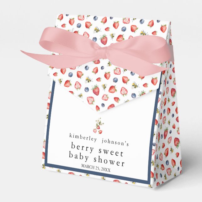 Caja Para Regalos Berry Sweet Strawberry Chica Baby Shower Favor Box (Front Side)