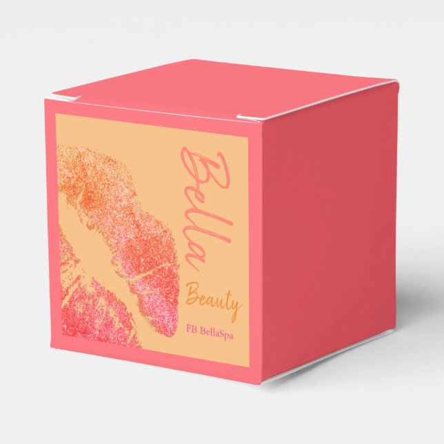 Caja Para Regalos Beso de lápiz labial impresión melocotón rosa nara (Costado Anverso)