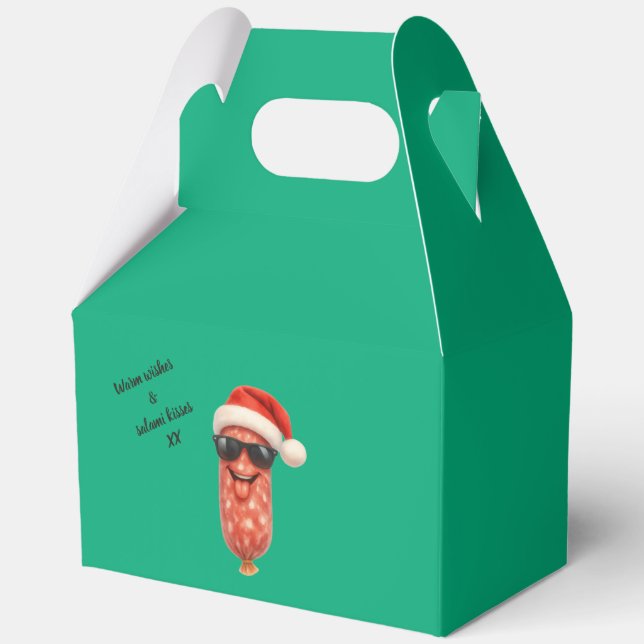 Caja Para Regalos Besos divertidos de salami de Navidad (Anverso)