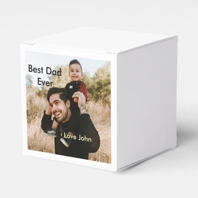 Caja Para Regalos Best dad ever father's dad gift photo name simple  (Costado Anverso)