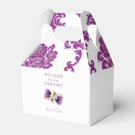 Caja Para Regalos Bienvenida de Boda de Damasco Magenta