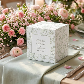 Caja Para Regalos Bienvenida de boda floral en verde esmeralda con e