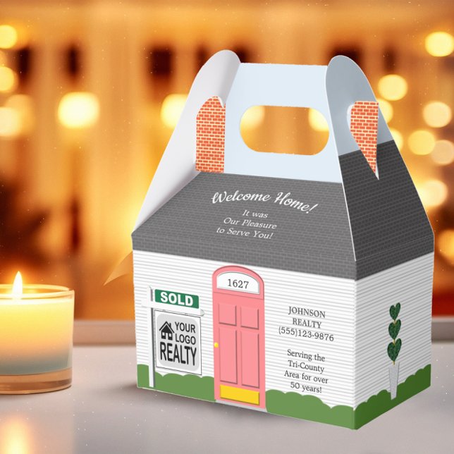 Caja Para Regalos Bienvenida Hogar Logo Realtor De Madera Puerta Ros (Subido por el creador)