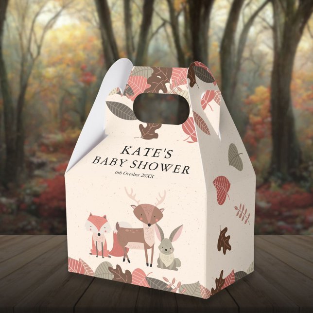 Caja Para Regalos Bienvenidos a Baby Shower de Woodland Animals (Woodland Animals Baby Shower Welcome Favor Boxes)