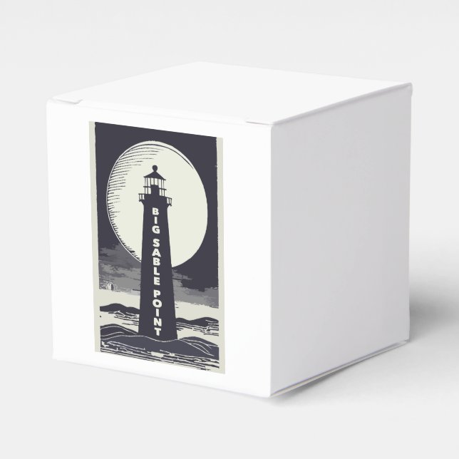 Caja Para Regalos Big Sable Point Michigan Lighthouse Moon (Costado Anverso)