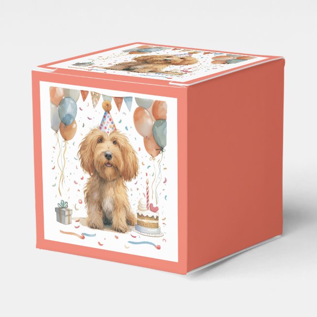 Caja Para Regalos Birthday Goldendoodle Dog (Costado Anverso)