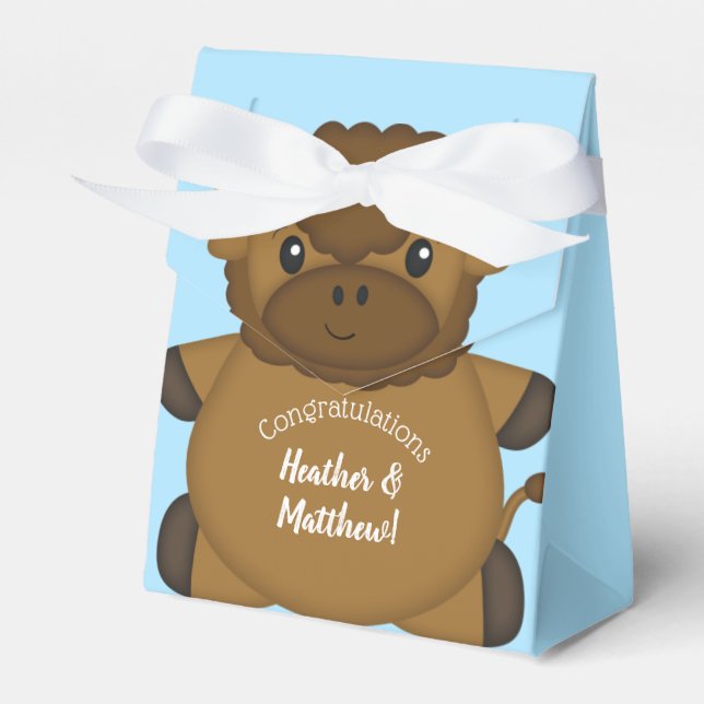 Caja Para Regalos Bison Buffalo Baby Shower Blue (Front Side)