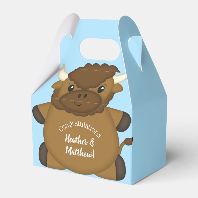 Caja Para Regalos Bison Buffalo Baby Shower Blue (Front Side)