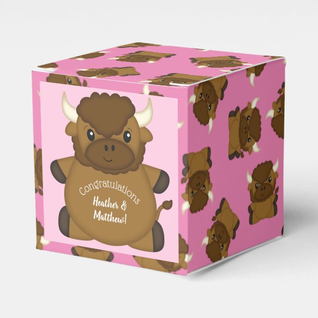 Caja Para Regalos Bison Buffalo Baby Shower Pink (Costado Anverso)