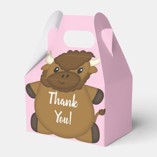 Caja Para Regalos Bison Buffalo Baby Shower Pink (Front Side)