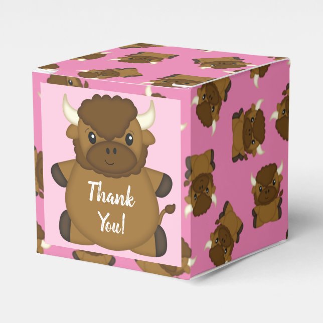 Caja Para Regalos Bison Buffalo Baby Shower Pink (Costado Anverso)
