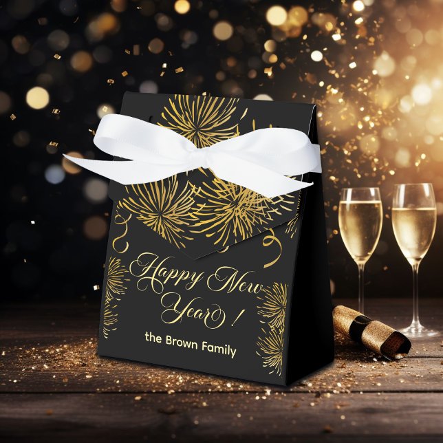 Caja Para Regalos Black and Gold Glitter New Year's Eve Party  (Subido por el creador)
