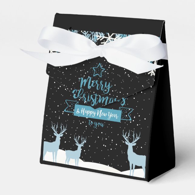 Caja Para Regalos Black Blue Merry Christmas FavBox (Front Side)