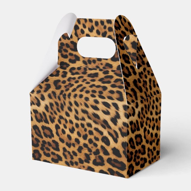 Caja Para Regalos Black Brown Leopard Favor Box (Front Side)