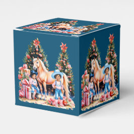 Caja Para Regalos Black Cowgirl Winter Scene Horse Merry Christmas