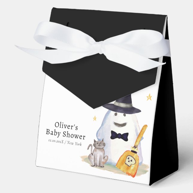 Caja Para Regalos Black Cuitch Little Boo Ghost Boy Baby Shower (Anverso)