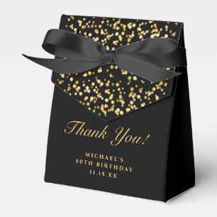 Caja Para Regalos Black & Gold Birday Party Gracias