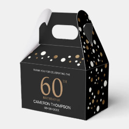 Caja Para Regalos Black Gold Confetti 60 cumpleaños Favor Box