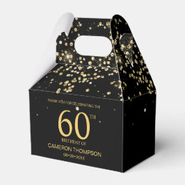 Caja Para Regalos Black Gold Confetti 60th birthday Elegant custom