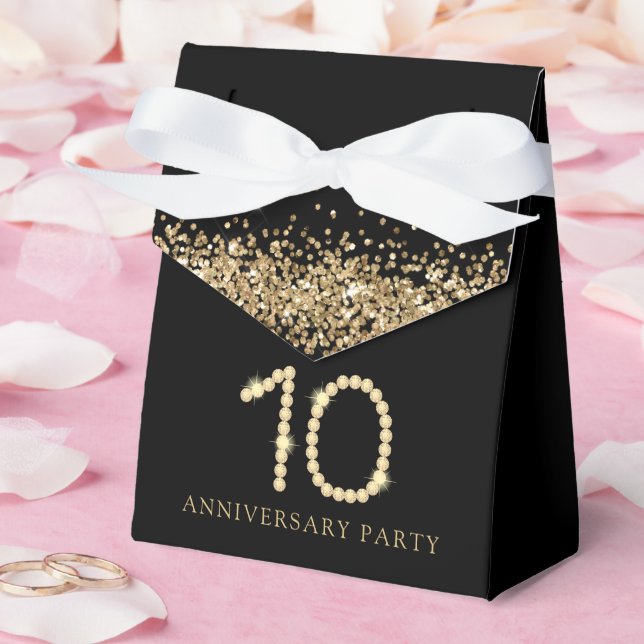 Caja Para Regalos Black & Gold Diamond 10th Anniversary gift (Boda)