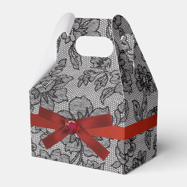 Caja Para Regalos Black Lace 1 y Red Satin (Front Side)