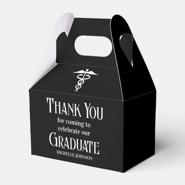 Caja Para Regalos Black Medical School Customized Graduation Party (Front Side)