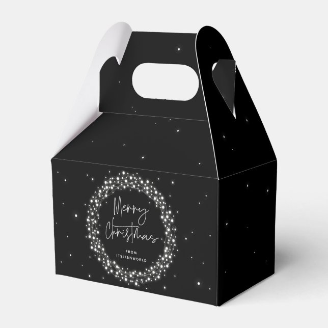 Caja Para Regalos Black Merry Christmas Sparkling Lights (Front Side)