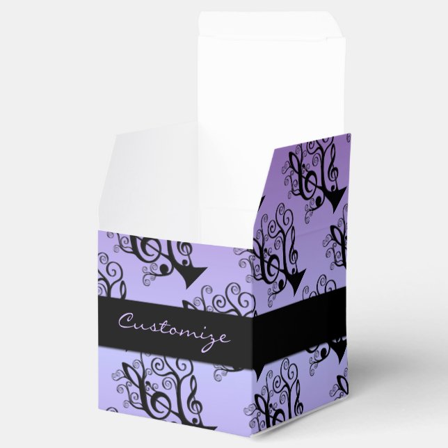 Caja Para Regalos Black & Purple Music Treble Clef Tree Cube Box (Abierto)