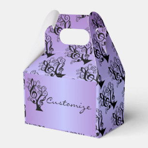 Caja Para Regalos Black & Purple Music Treble Clef Tree Gable Box