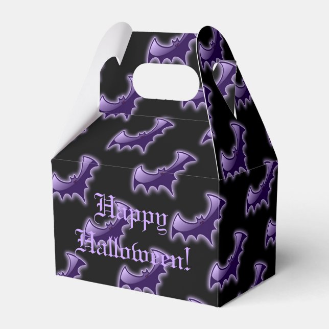 Caja Para Regalos Black & Purple Night Wing Bats Gable Favor Box (Front Side)