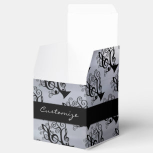 Caja Para Regalos Black & Silver Music Treble Clef Tree Cube Box