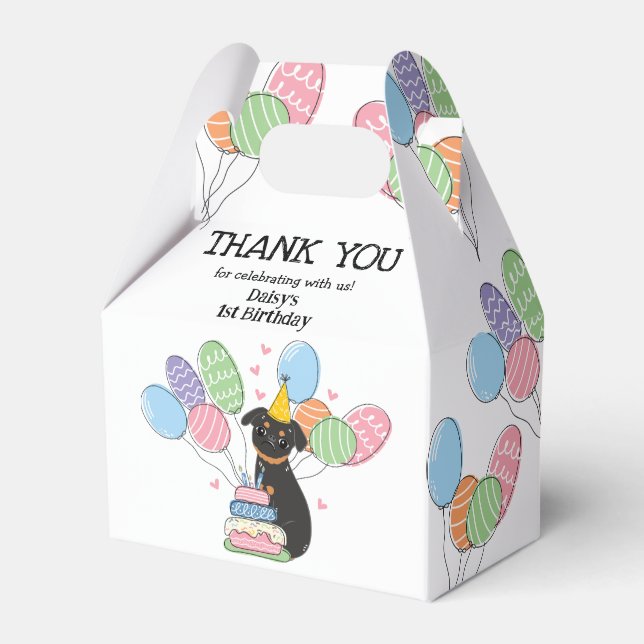 Caja Para Regalos Black Tan Brussels Griffon Dog Birday Party (Front Side)