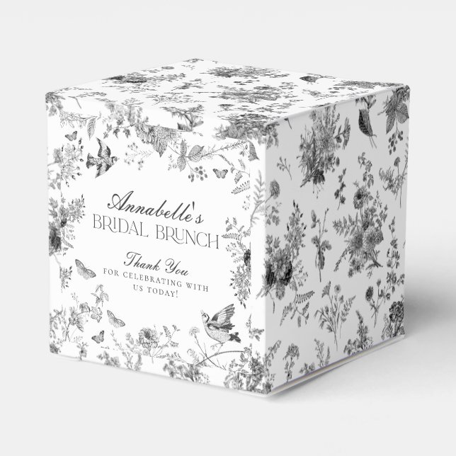 Caja Para Regalos Black Toile De Jouy Floral Bridal Brunch Favor Box (Reverso Costado)
