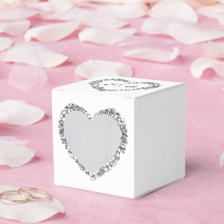 Caja Para Regalos Black & White Floral Heart Wedding Favor Box