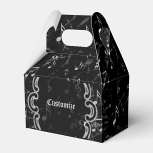 Caja Para Regalos Black & White Music Notes Pattern Gable Favor Box