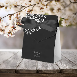 Caja Para Regalos Blanco caprichoso sobre el Boda florido negro