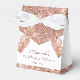 Caja Para Regalos Blanco Glam y Rosa Oro Personalizables