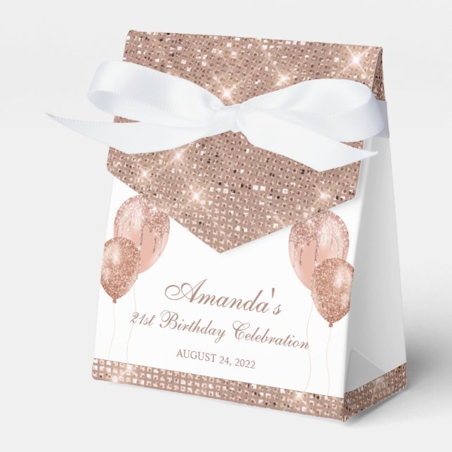 Caja Para Regalos Blanco Glam y Rosa Oro Personalizables (Front Side)