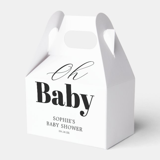 Caja Para Regalos Blanco negro moderno Oh Baby Shower (Front Side)