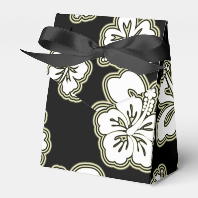 Caja Para Regalos Blanco Tan Negro Hibiscus Flower Party Favbox (Front Side)