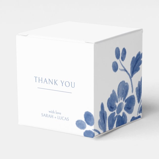 Caja Para Regalos Blanco y azul | Boda floral (Costado Anverso)