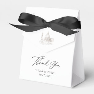 Caja Para Regalos Blanco y negro Boda italiano ilustrado